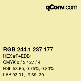カラーコード: RGB 244.1 237 177 | qconv.com