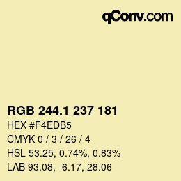 カラーコード: RGB 244.1 237 181 | qconv.com