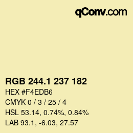 カラーコード: RGB 244.1 237 182 | qconv.com