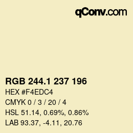 カラーコード: RGB 244.1 237 196 | qconv.com