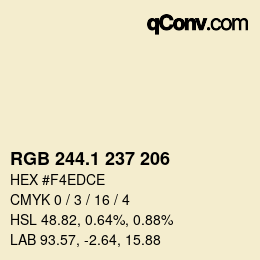 カラーコード: RGB 244.1 237 206 | qconv.com
