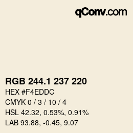 Color code: RGB 244.1 237 220 | qconv.com