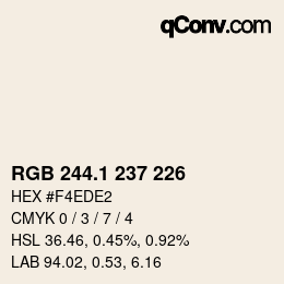 Color code: RGB 244.1 237 226 | qconv.com