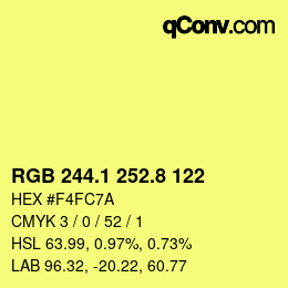 カラーコード: RGB 244.1 252.8 122 | qconv.com