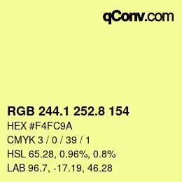 カラーコード: RGB 244.1 252.8 154 | qconv.com