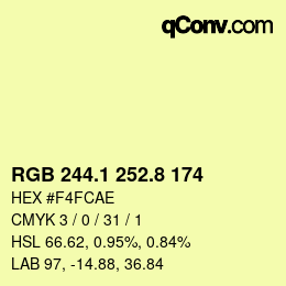 カラーコード: RGB 244.1 252.8 174 | qconv.com
