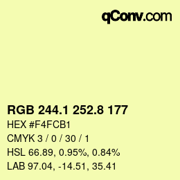 カラーコード: RGB 244.1 252.8 177 | qconv.com