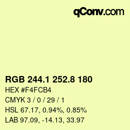 カラーコード: RGB 244.1 252.8 180 | qconv.com