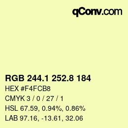 Color code: RGB 244.1 252.8 184 | qconv.com