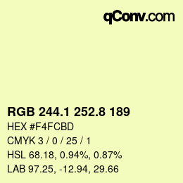 Color code: RGB 244.1 252.8 189 | qconv.com