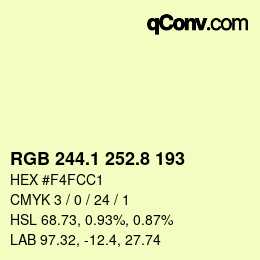 Color code: RGB 244.1 252.8 193 | qconv.com