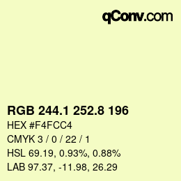 カラーコード: RGB 244.1 252.8 196 | qconv.com