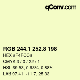 Color code: RGB 244.1 252.8 198 | qconv.com