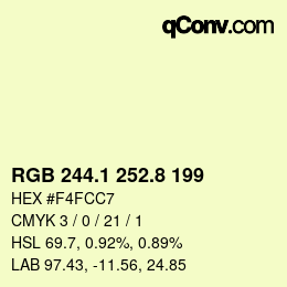 Color code: RGB 244.1 252.8 199 | qconv.com