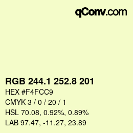 カラーコード: RGB 244.1 252.8 201 | qconv.com