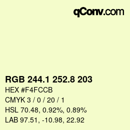 Color code: RGB 244.1 252.8 203 | qconv.com