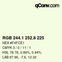 Farbcode: RGB 244.1 252.8 225 | qconv.com