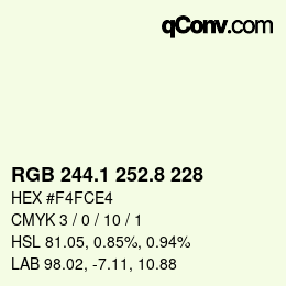 Color code: RGB 244.1 252.8 228 | qconv.com
