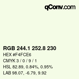 Color code: RGB 244.1 252.8 230 | qconv.com