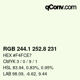 カラーコード: RGB 244.1 252.8 231 | qconv.com