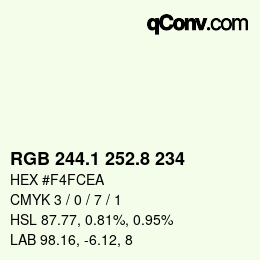 Color code: RGB 244.1 252.8 234 | qconv.com