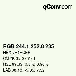 Color code: RGB 244.1 252.8 235 | qconv.com