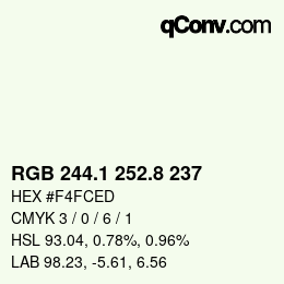 Color code: RGB 244.1 252.8 237 | qconv.com