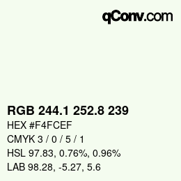 Color code: RGB 244.1 252.8 239 | qconv.com