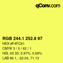カラーコード: RGB 244.1 252.8 97 | qconv.com