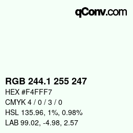 カラーコード: RGB 244.1 255 247 | qconv.com