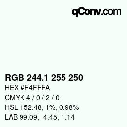 Color code: RGB 244.1 255 250 | qconv.com