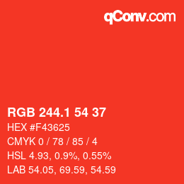 カラーコード: RGB 244.1 54 37 | qconv.com