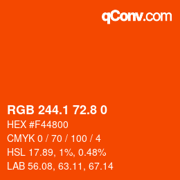 カラーコード: RGB 244.1 72.8 0 | qconv.com