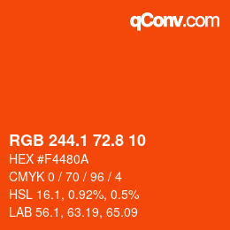 カラーコード: RGB 244.1 72.8 10 | qconv.com
