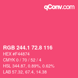 カラーコード: RGB 244.1 72.8 116 | qconv.com