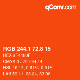 カラーコード: RGB 244.1 72.8 15 | qconv.com