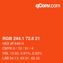 カラーコード: RGB 244.1 72.8 21 | qconv.com