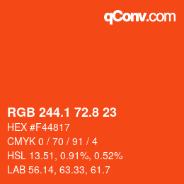 カラーコード: RGB 244.1 72.8 23 | qconv.com