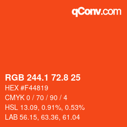 カラーコード: RGB 244.1 72.8 25 | qconv.com