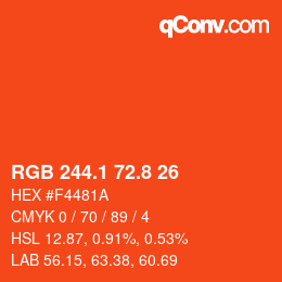 カラーコード: RGB 244.1 72.8 26 | qconv.com