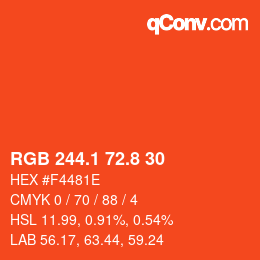 カラーコード: RGB 244.1 72.8 30 | qconv.com