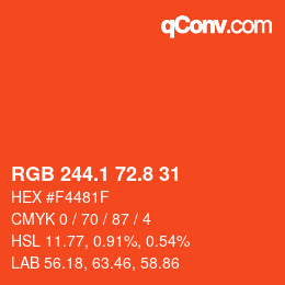 カラーコード: RGB 244.1 72.8 31 | qconv.com