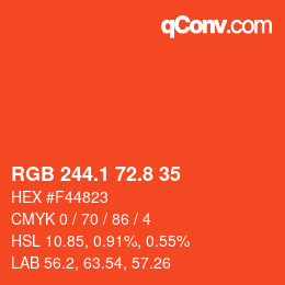 カラーコード: RGB 244.1 72.8 35 | qconv.com
