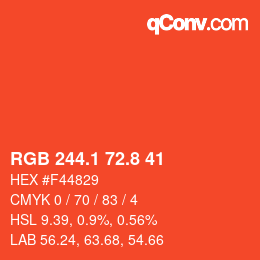 Color code: RGB 244.1 72.8 41 | qconv.com