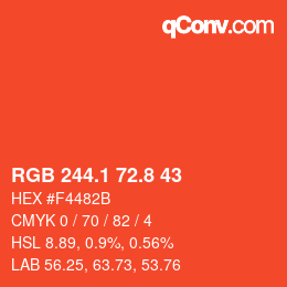 カラーコード: RGB 244.1 72.8 43 | qconv.com