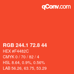 カラーコード: RGB 244.1 72.8 44 | qconv.com