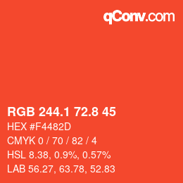 カラーコード: RGB 244.1 72.8 45 | qconv.com