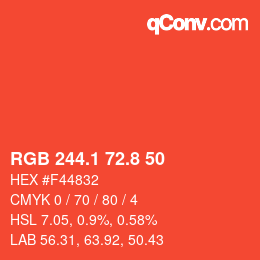 カラーコード: RGB 244.1 72.8 50 | qconv.com
