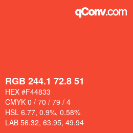 カラーコード: RGB 244.1 72.8 51 | qconv.com