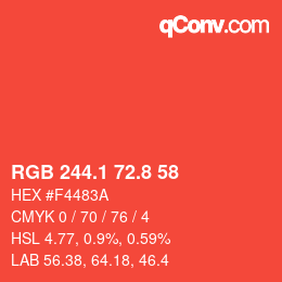 カラーコード: RGB 244.1 72.8 58 | qconv.com